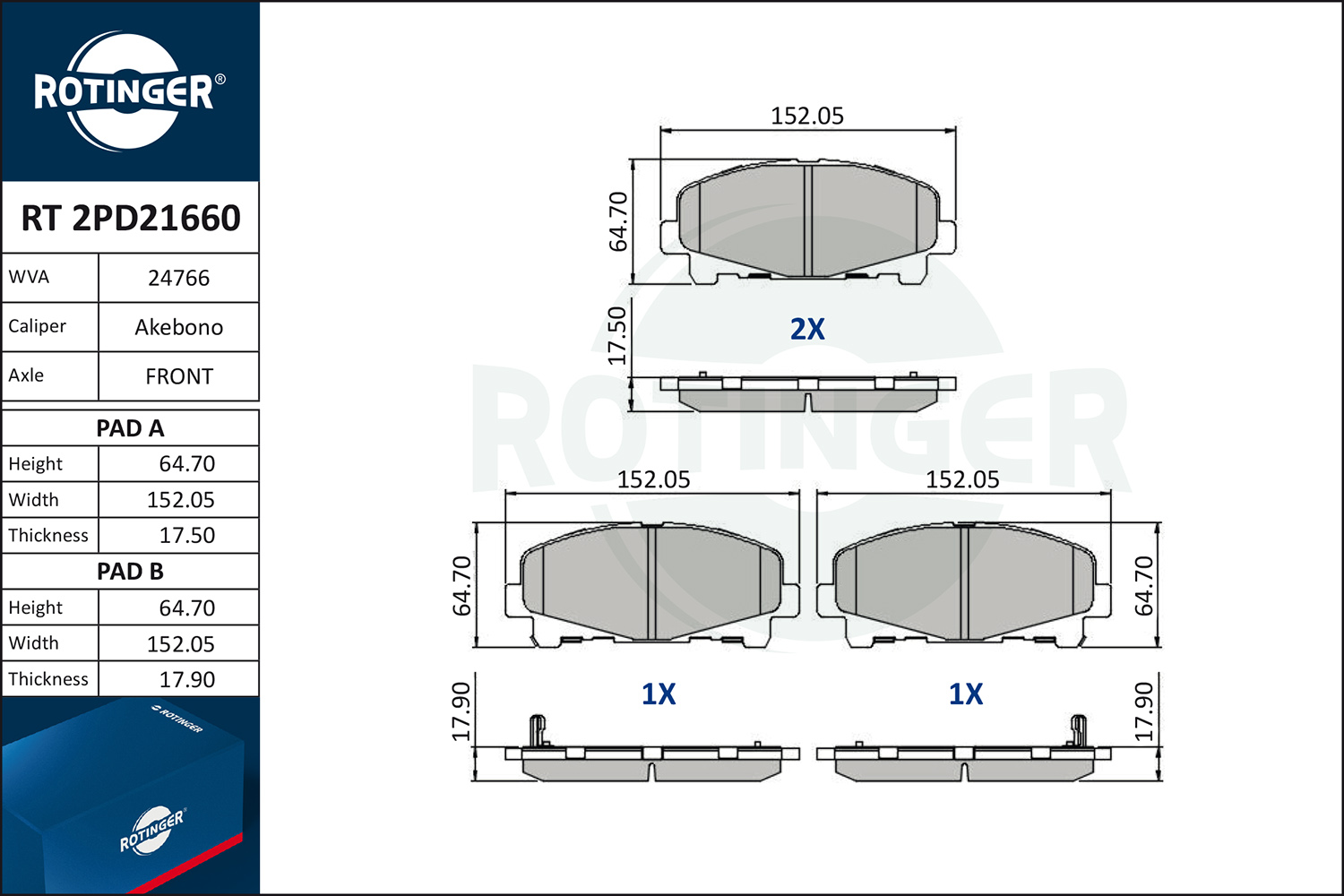 ROTINGER Fékbetét, mind RT2PD21660_ROT